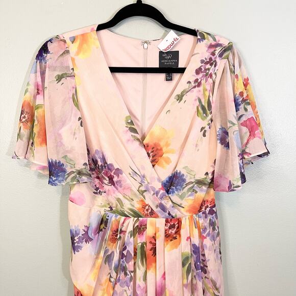 Adrianna Pappell Women's Floral Print Surplice V Neck Long Wrap Dress Size 6 NWT - Picture 10 of 10